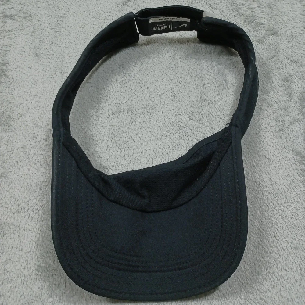 Nike‎ Hat Womens OSFM Black Adjustable Visor Featherlight Dri Fit Tennis Golf